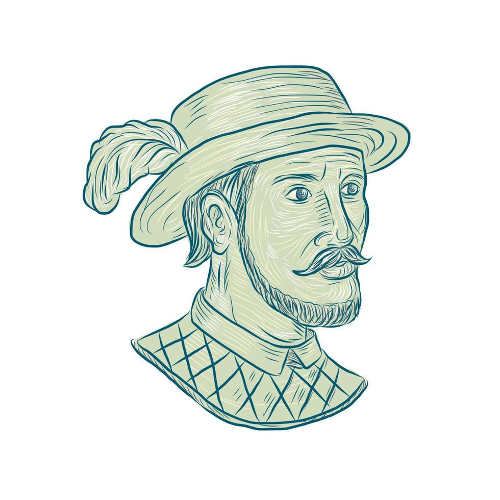 dibujo del explorador juan ponce de leon vector