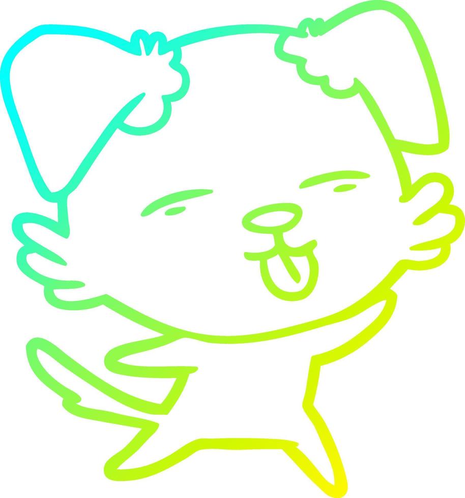 cold gradient line drawing cartoon dog sticking out tongue vector