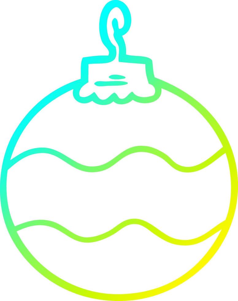 cold gradient line drawing cartoon christmas bauble vector