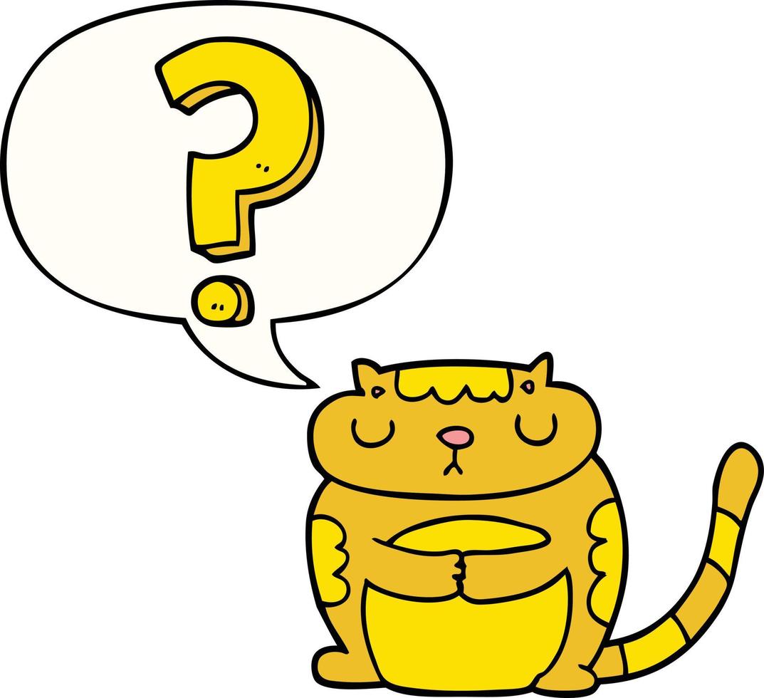 cartoon cat and question mark and speech bubble vector