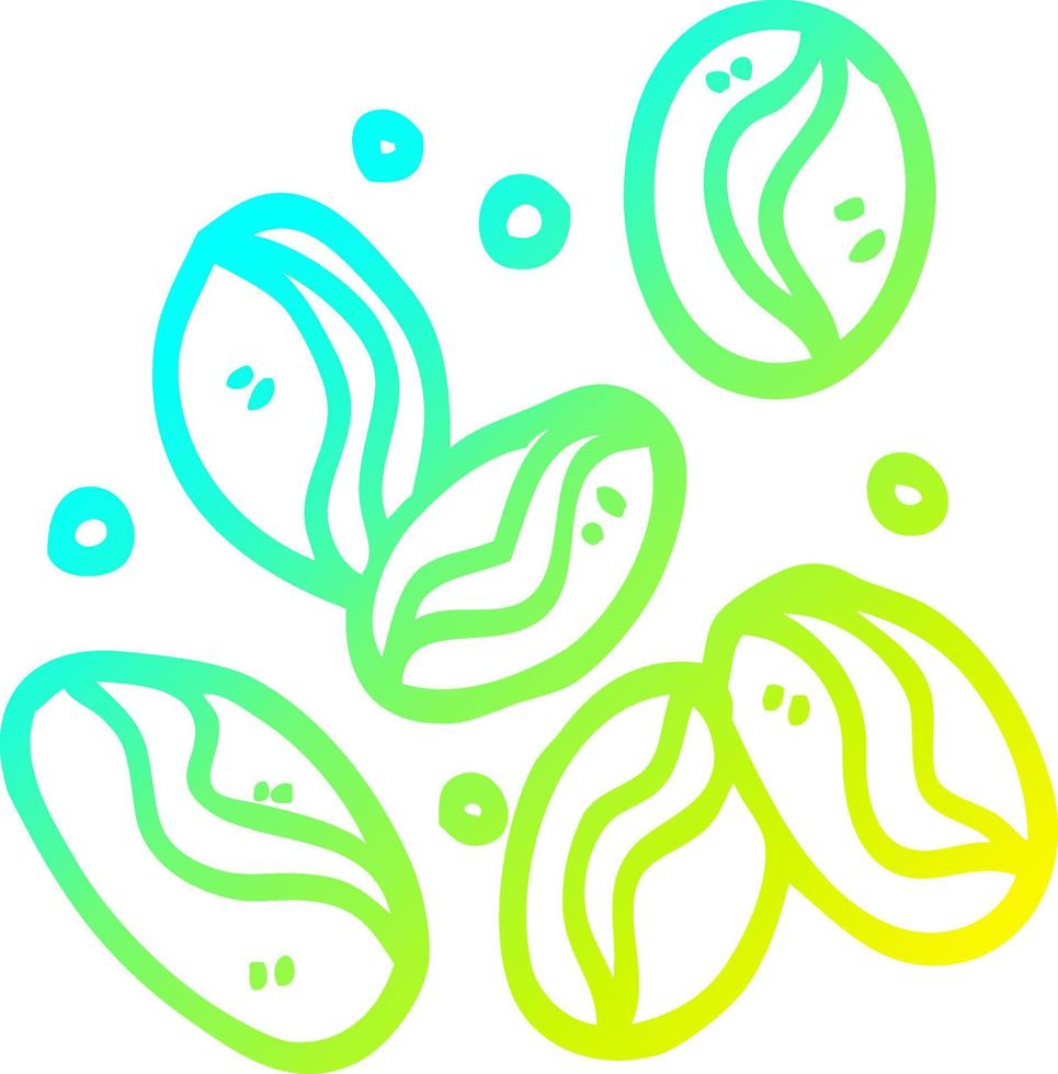 cold gradient line drawing cartoon coffee beans vector