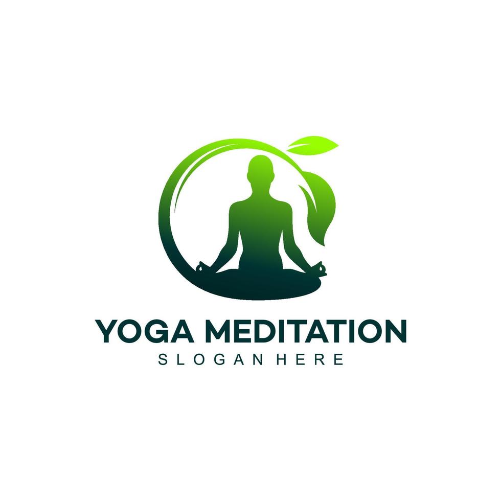 yoga leaf logo design template illustration vector