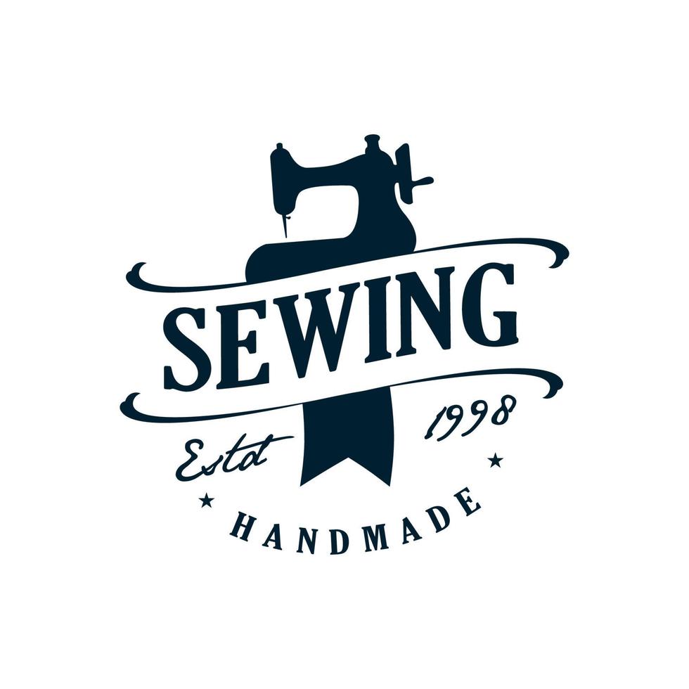 vintage logo tailor sewing template illustration vector