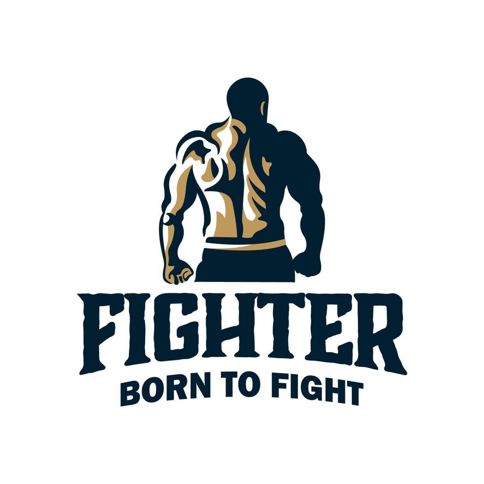 vintage logo man fighter template illustration vector