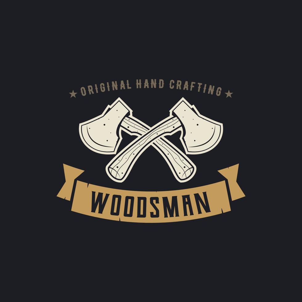 vintage logo woodsman template illustration vector