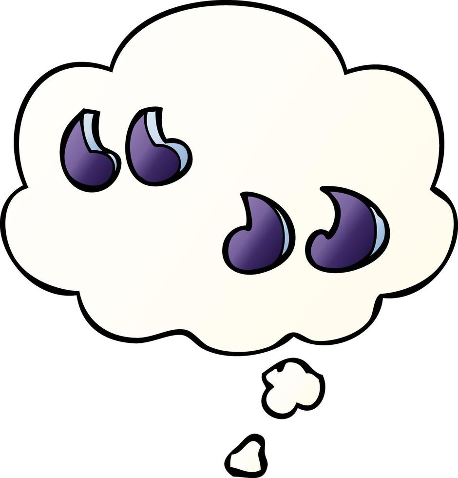cartoon quotation marks and thought bubble in smooth gradient style vector