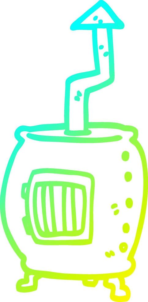 cold gradient line drawing cartoon pot bellied stove vector