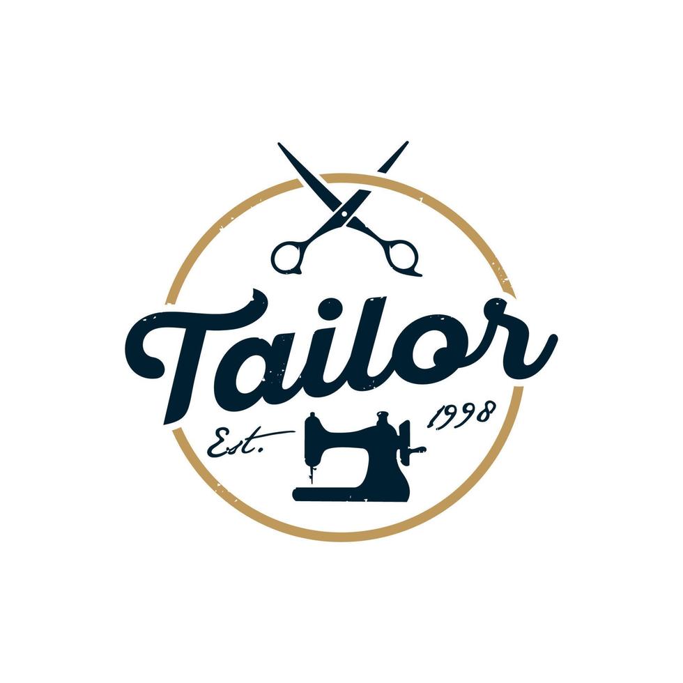 vintage logo tailor sewing template illustration vector