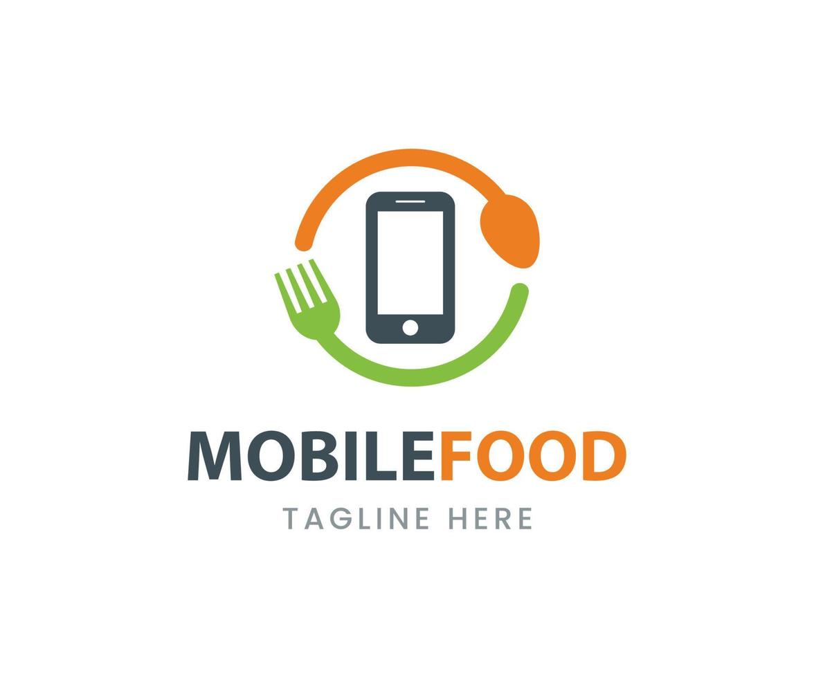 logotipo de entrega de alimentos en línea. logotipo de comida móvil. vector