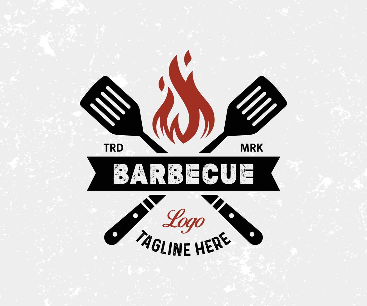 Barbecue Grill Logo Design Vector. Hot BBQ and Grill Logo Template vector