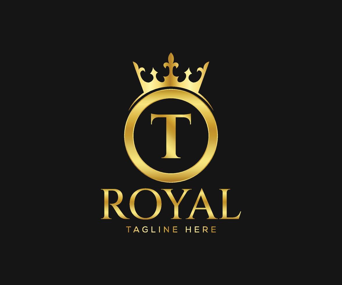 Luxurious Royal Logo Design. Letter T Logo Design Template. vector