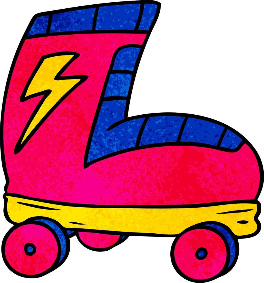 textured cartoon doodle roller skate boot vector