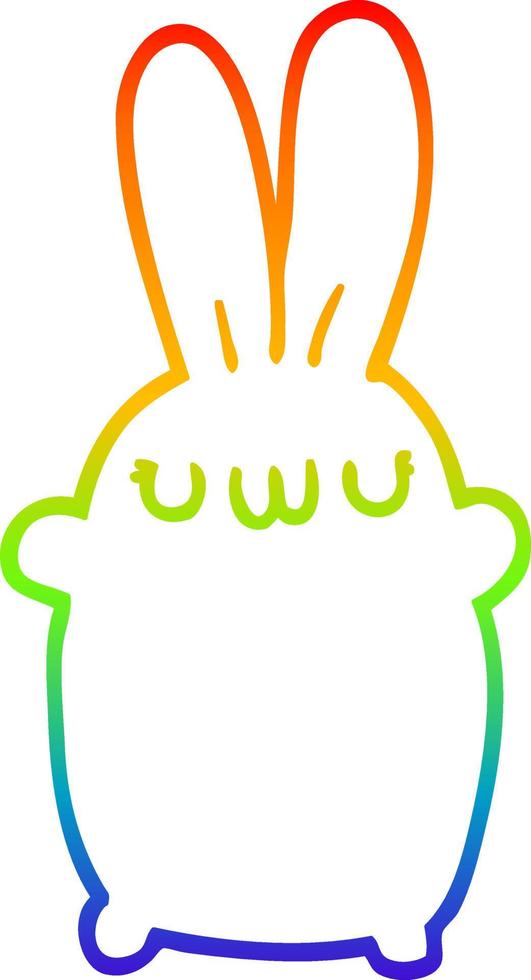 rainbow gradient line drawing cartoon rabbit vector