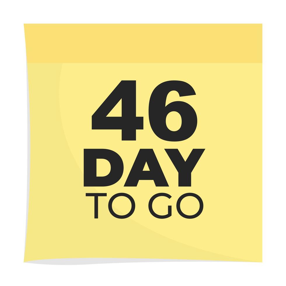 day to go sign label vector art illustration with fantastic font and nice yellow black color, Number of days left counter.