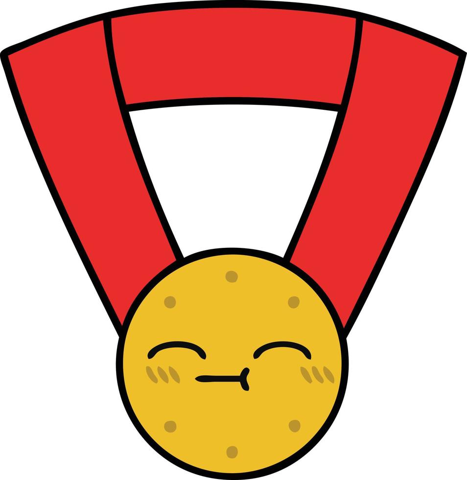 cute cartoon gold medal vector