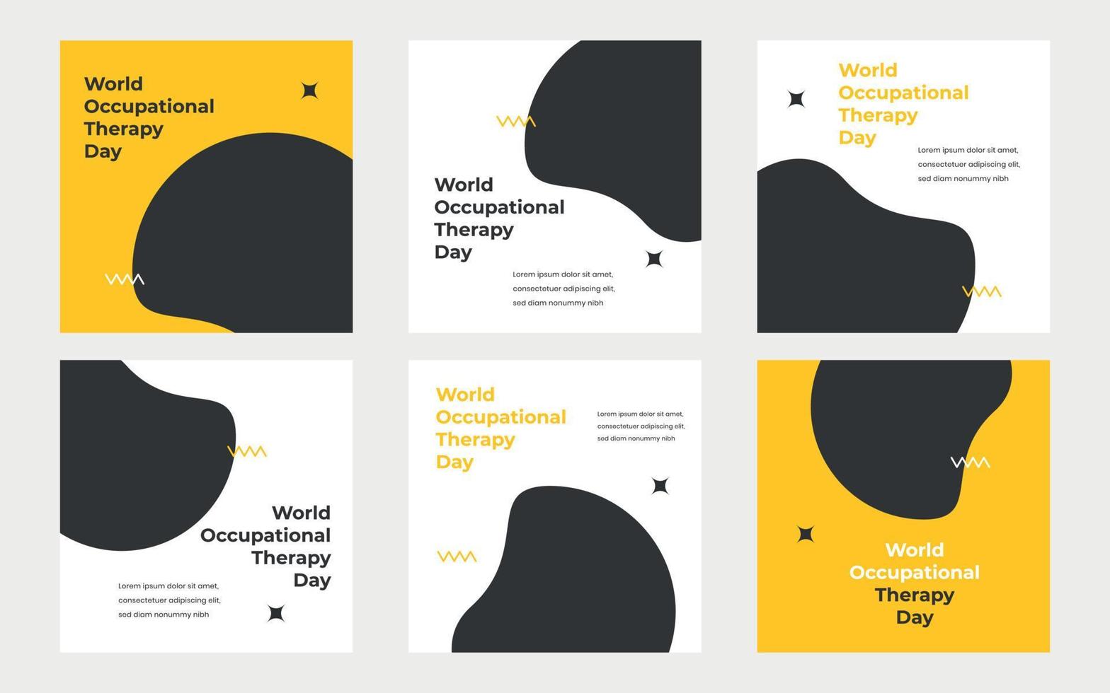 Set collection post world occupational therapy day design template. Suitable for content social media. Campaign square vector