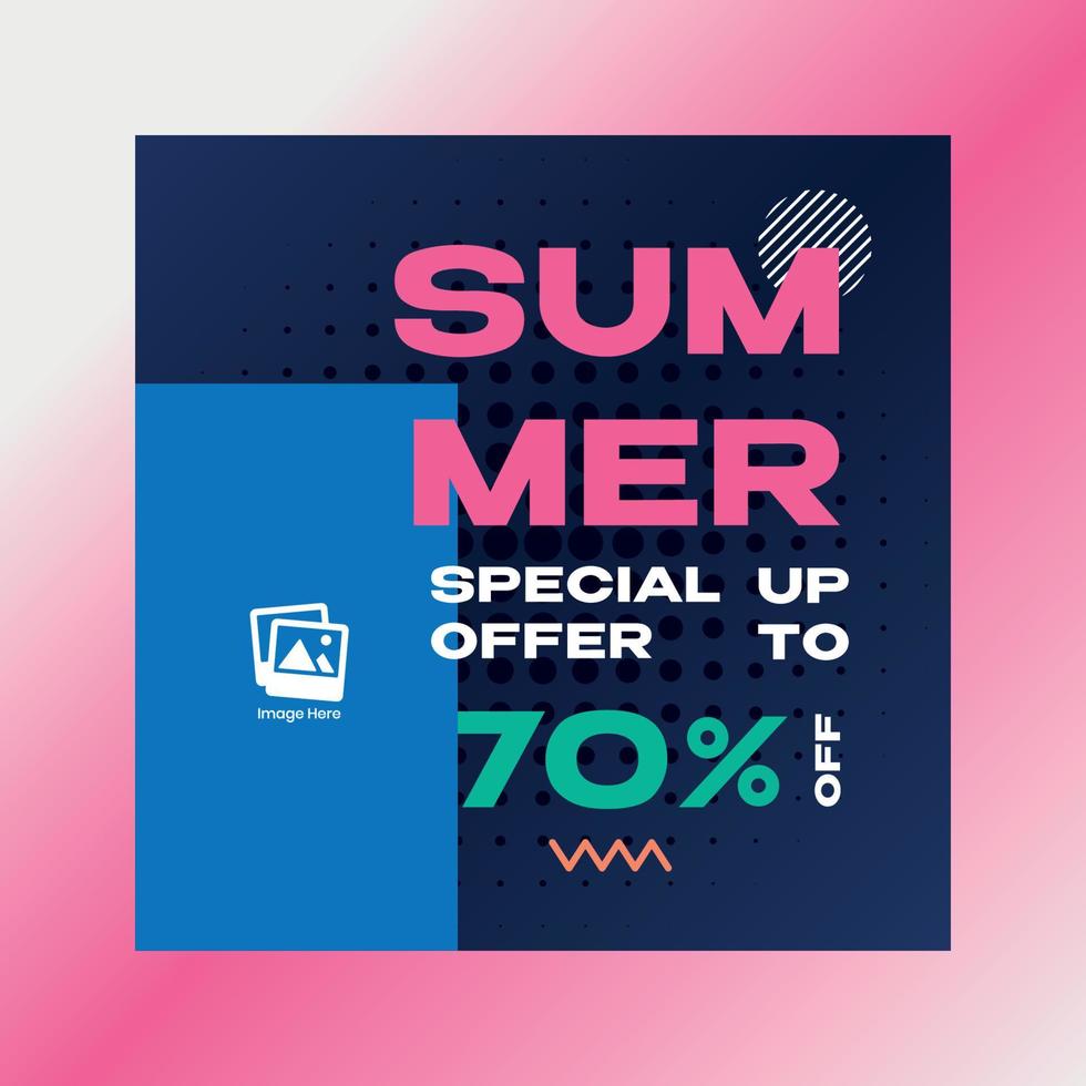 Modern post happy summer special offer promotion design template. Suitable for content social media. Campaign square vector