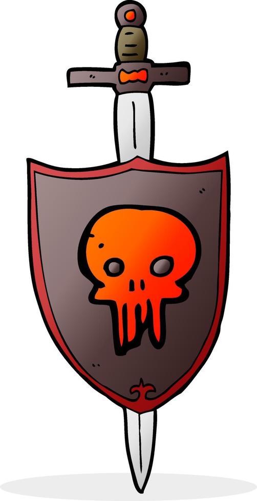 escudo heráldico de dibujos animados con calavera vector