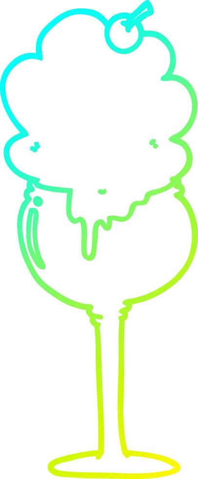 cold gradient line drawing cartoon ice cream desert vector