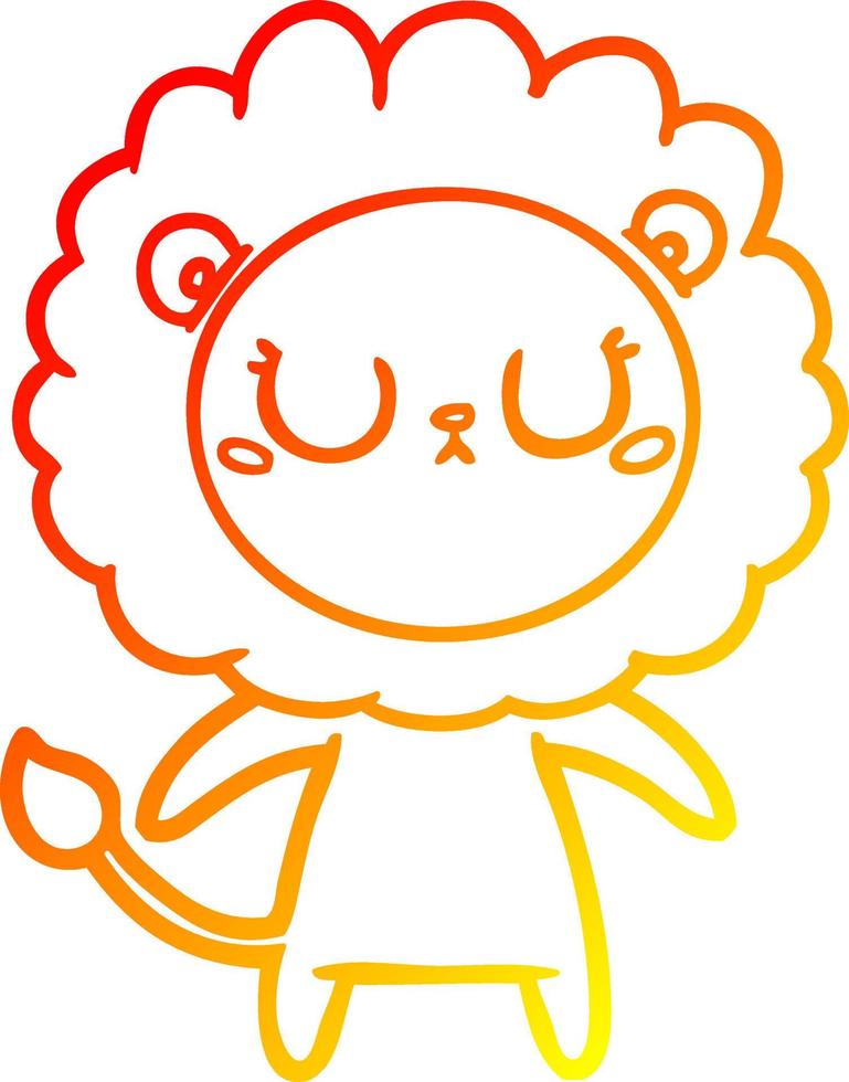 warm gradient line drawing cartoon lion vector