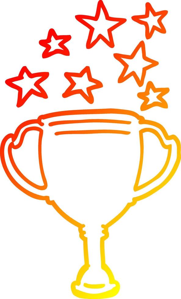 warm gradient line drawing cartoon sports trophy vector