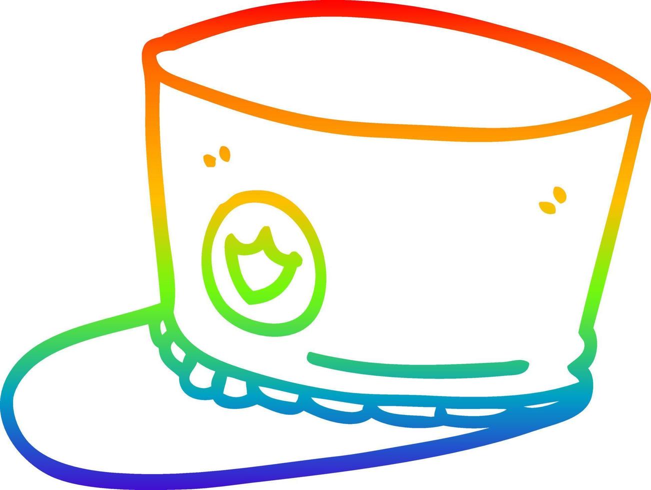 sombrero de banda de dibujos animados de dibujo de línea de degradado de arco iris vector