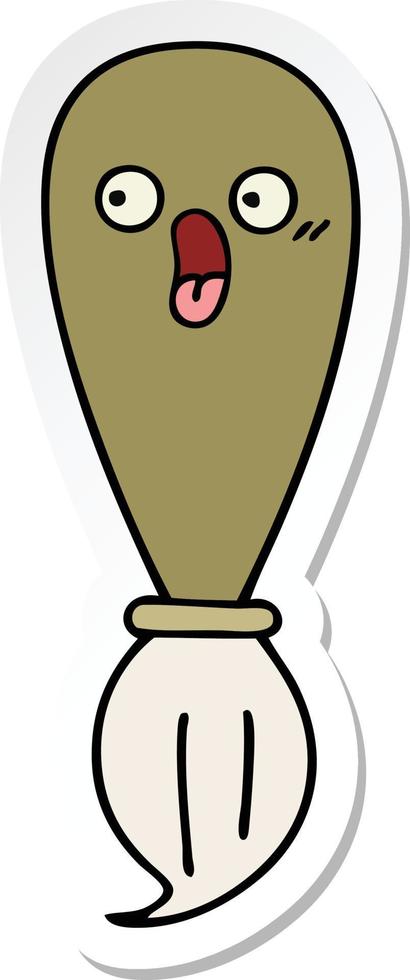sticker of a cute cartoon paint brush vector