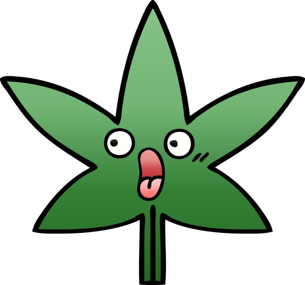 gradient shaded cartoon marijuana leaf vector