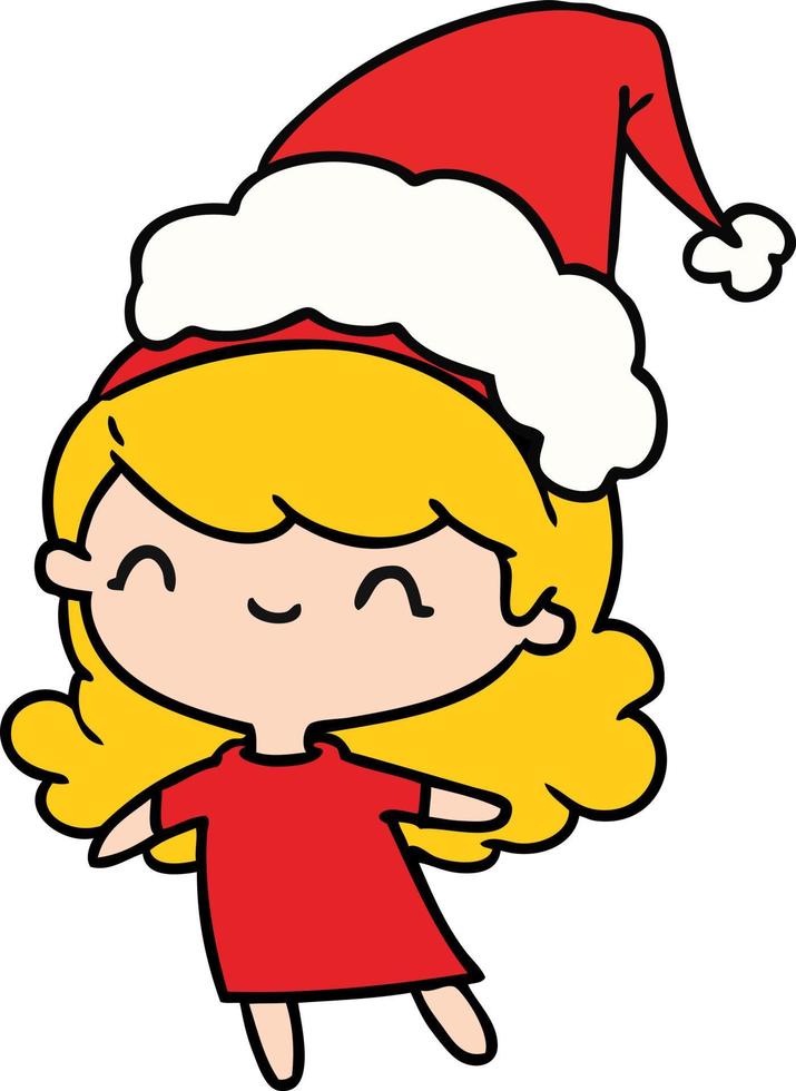 christmas cartoon of kawaii girl vector
