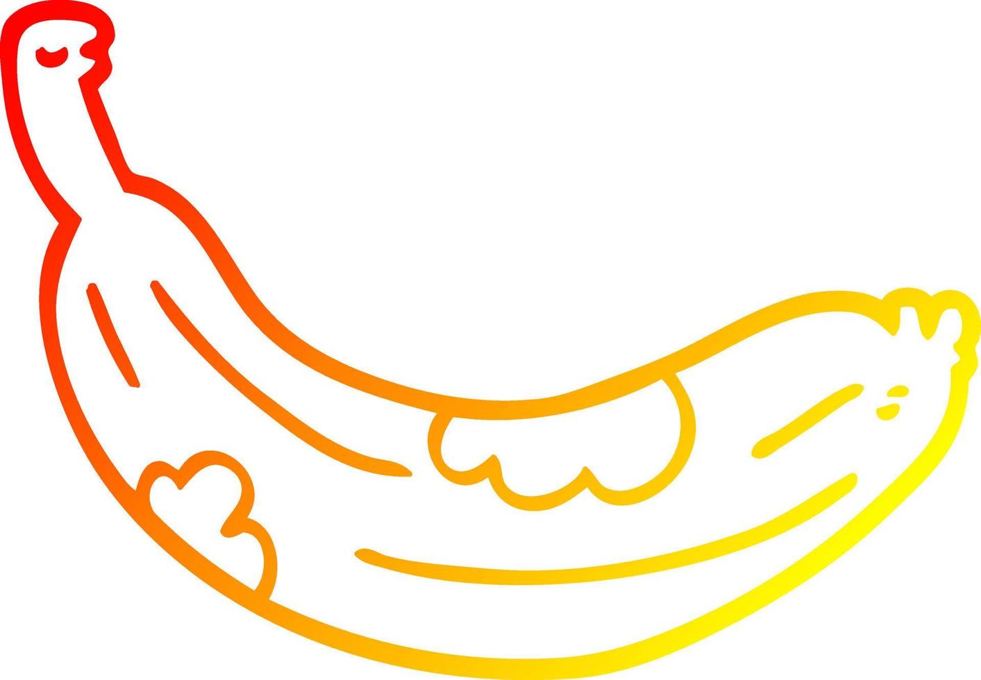 warm gradient line drawing cartoon rotten banana vector
