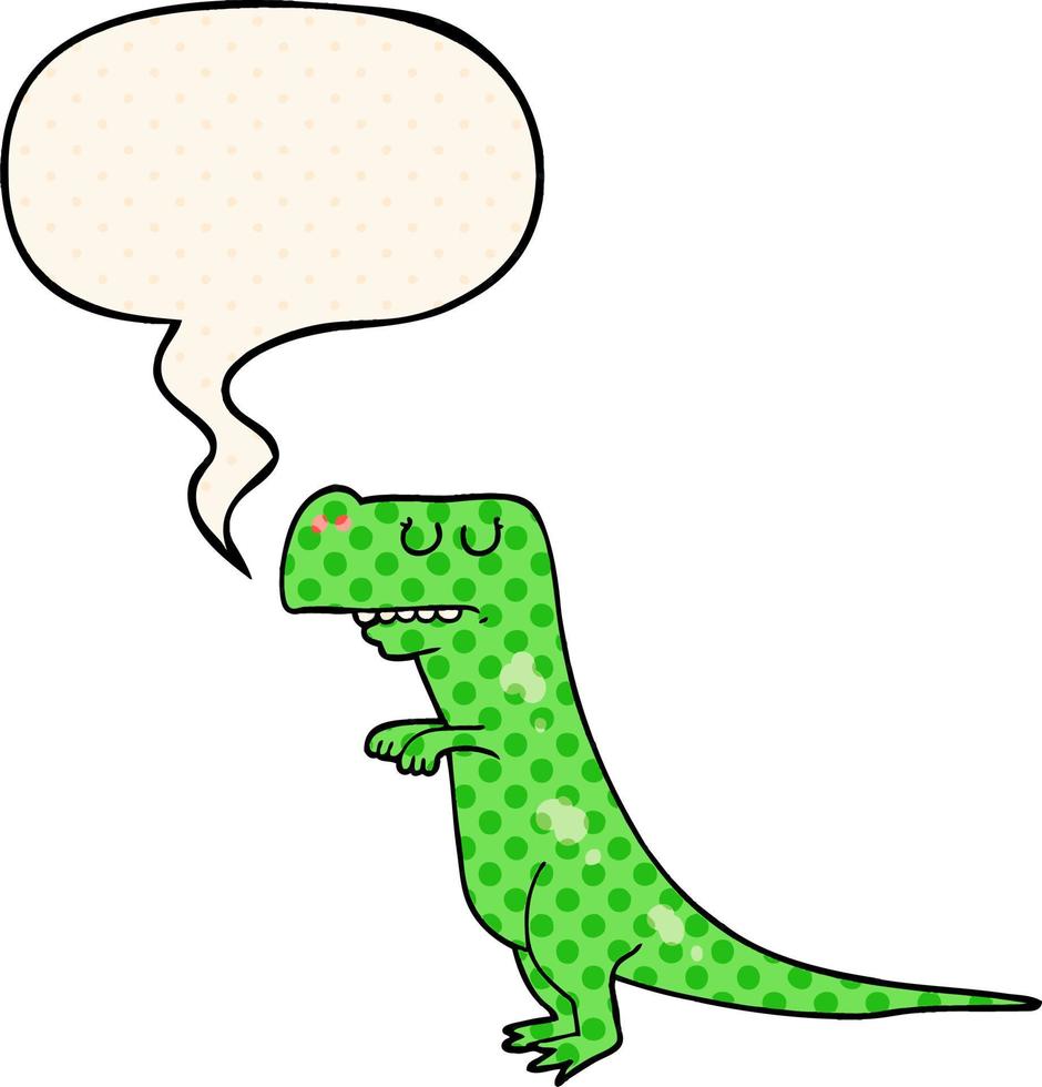 cartoon dinosaur and speech bubble in comic book style vector