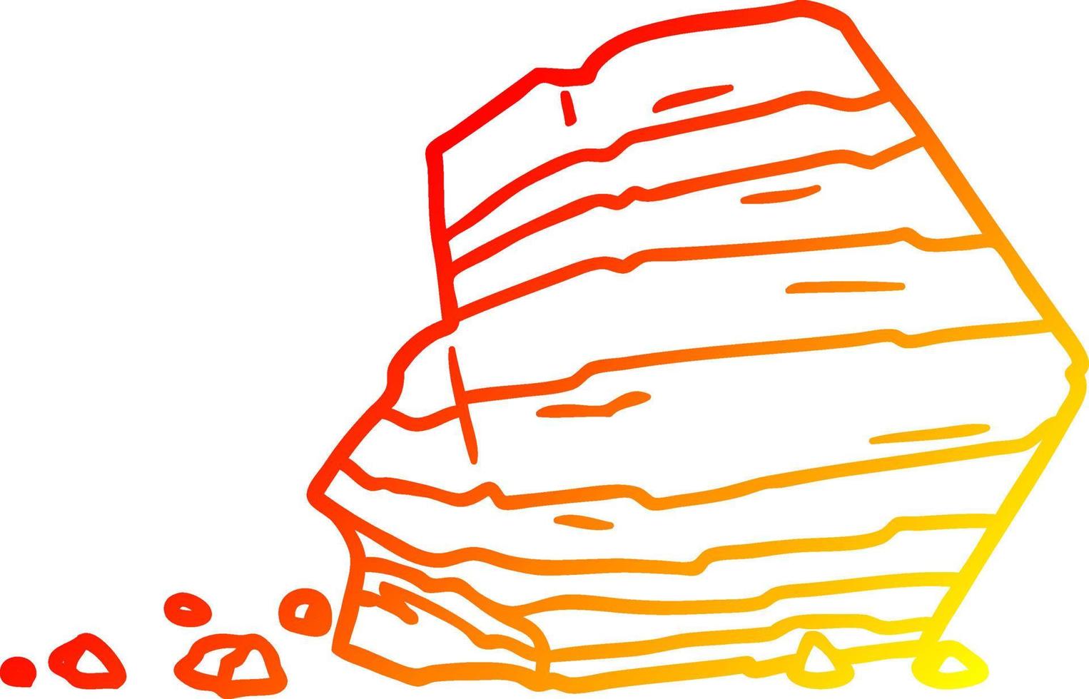 warm gradient line drawing cartoon large rock vector