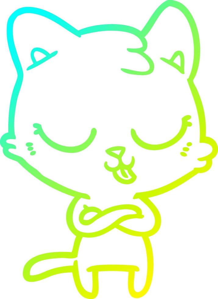 cold gradient line drawing cartoon cat vector