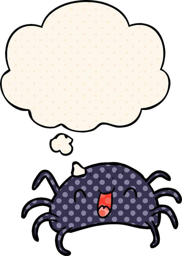 cartoon spider and thought bubble in comic book style vector