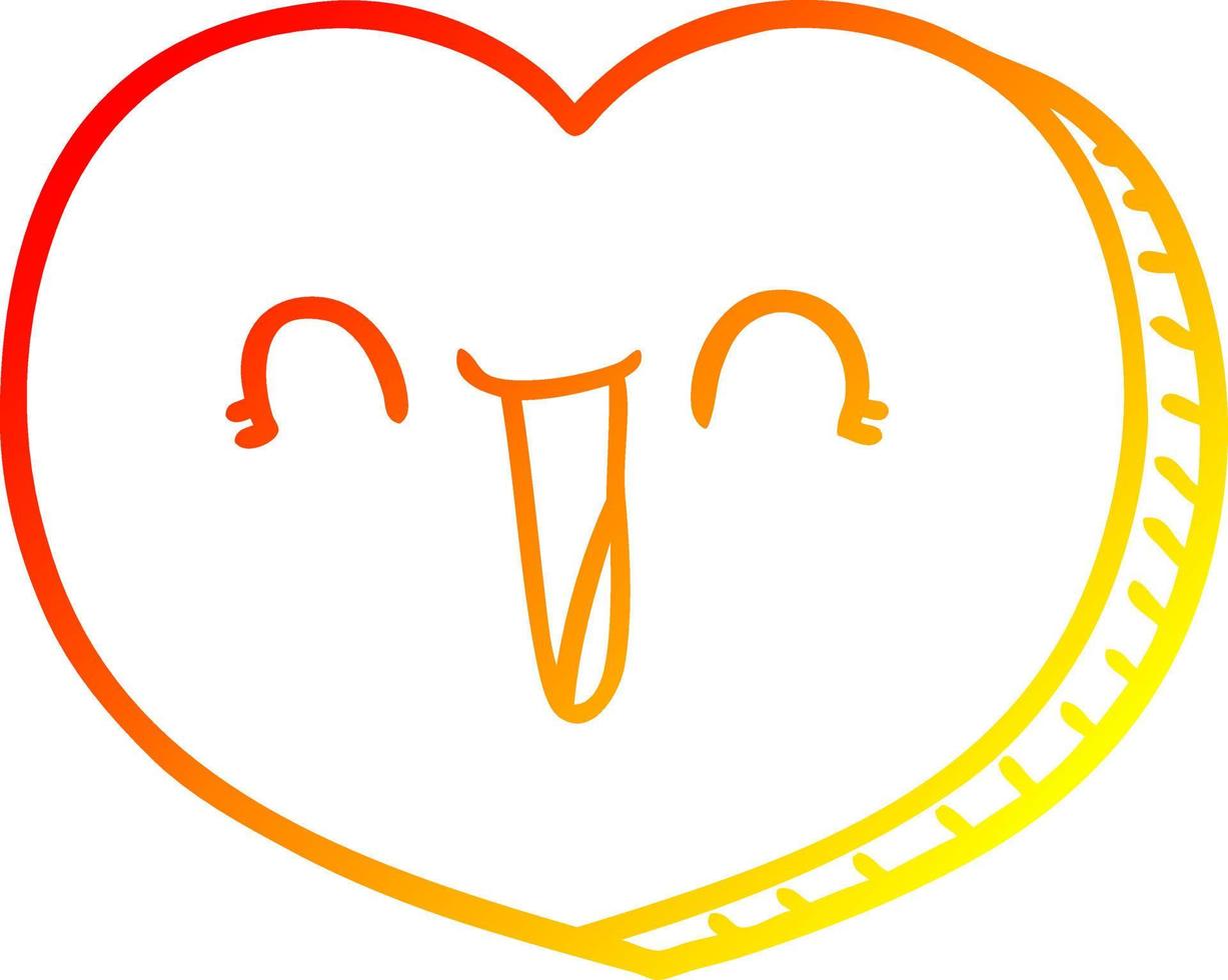 warm gradient line drawing cartoon love heart vector