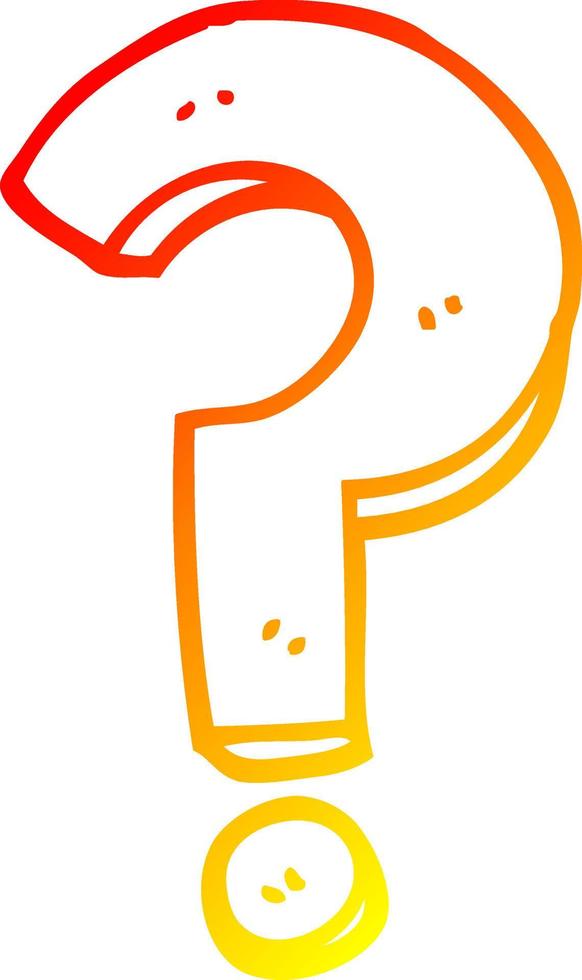 warm gradient line drawing cartoon question mark vector