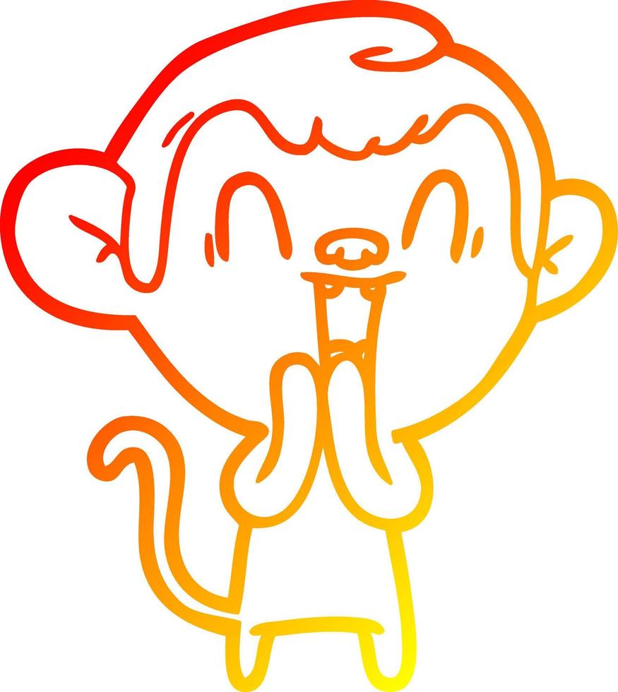 warm gradient line drawing cartoon laughing monkey vector