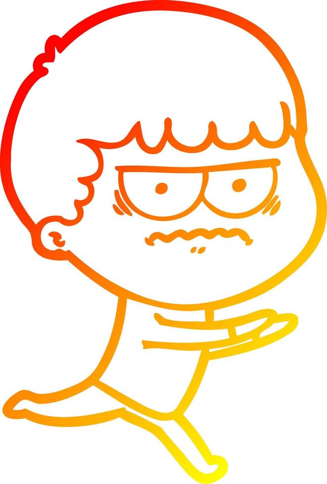 warm gradient line drawing cartoon annoyed man vector