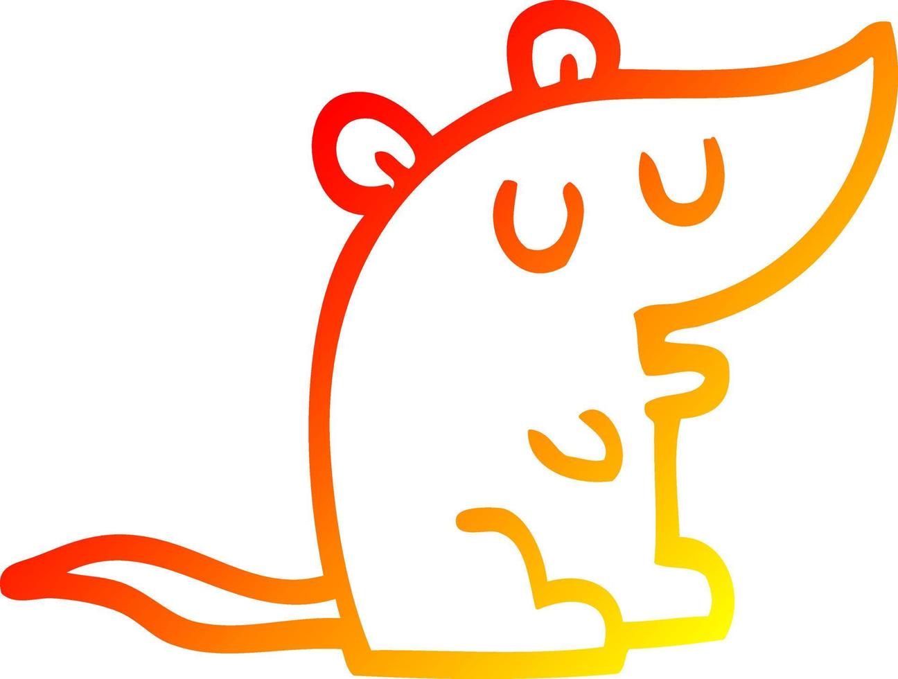 warm gradient line drawing cartoon mouse vector