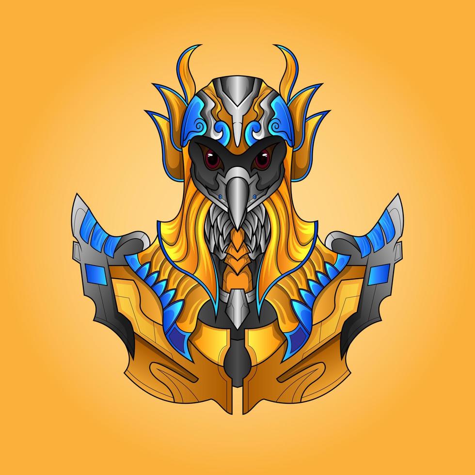 The lord of Horus Pharaoh God Face and head Egyptian Eagle esport logo. Pharaonic wings and the key to life and the Egyptian Eternal Sun mascot logo design vector