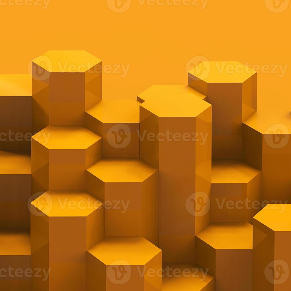 Yellow Hexagon pattern backdrop background. 3D rendering. photo