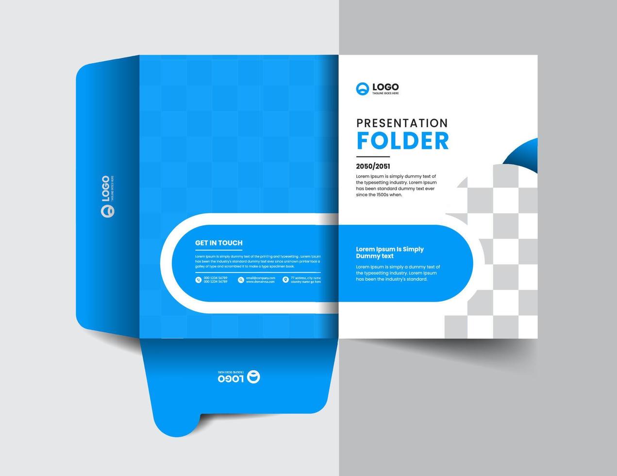 corporate company presentation folder layout concept design with modern shapes vector