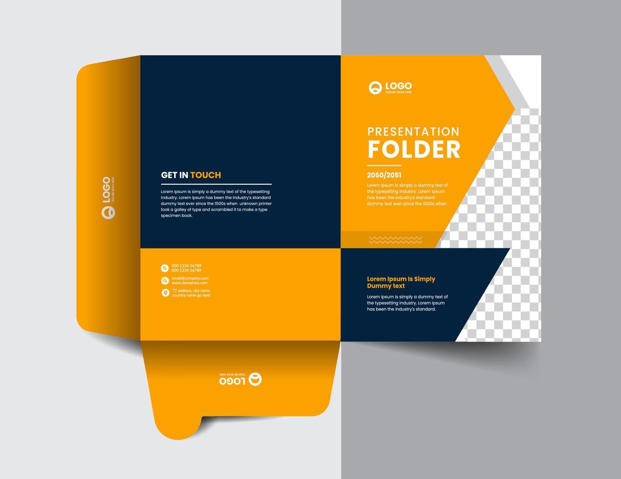 corporate company presentation folder layout concept design with modern shapes vector