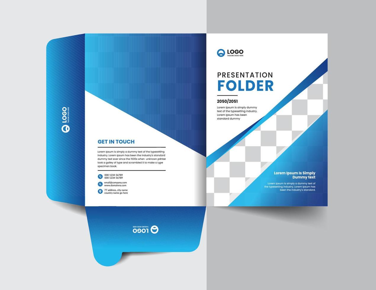 corporate company presentation folder layout concept design with modern shapes vector