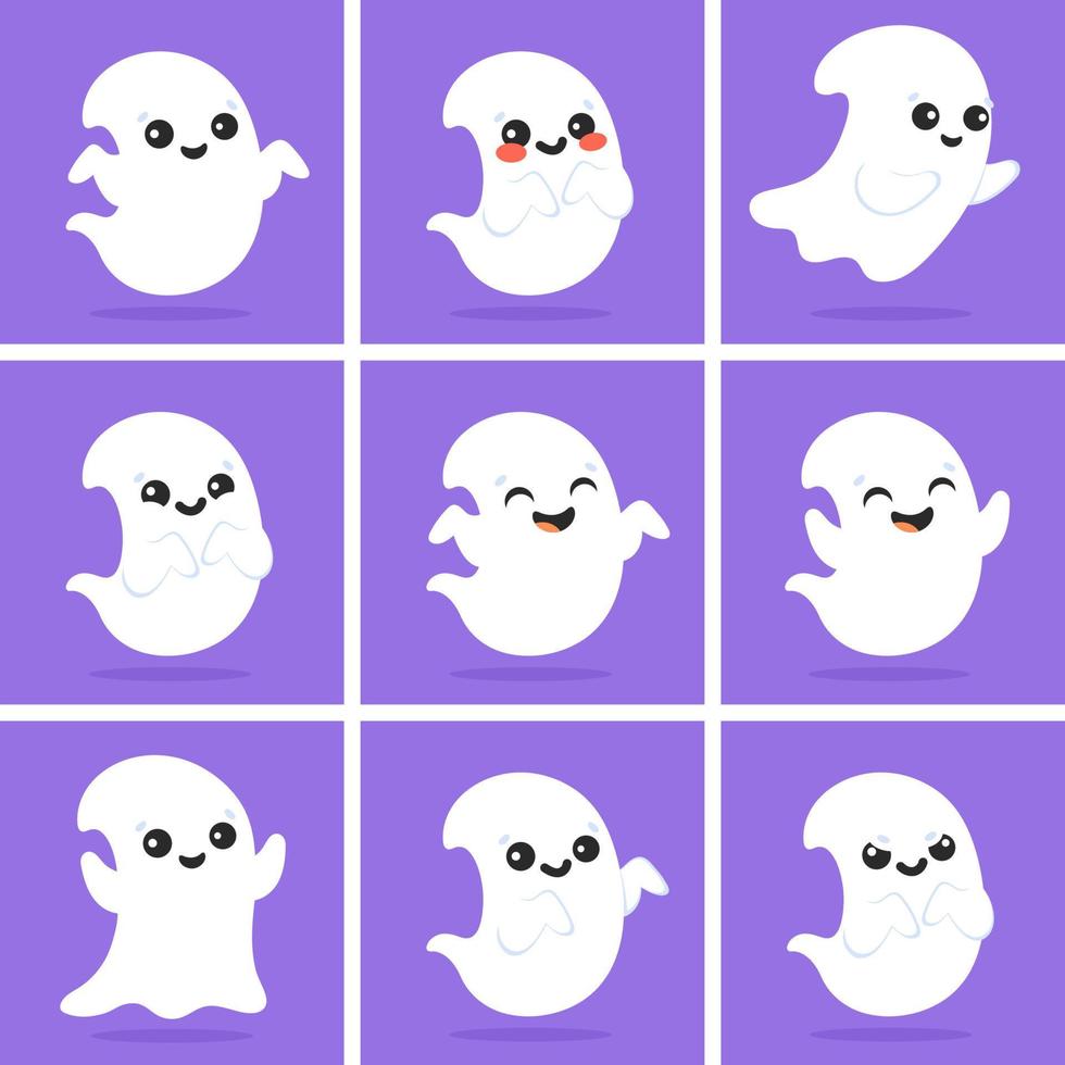 Cute ghost. Cartoon character. Colorful vector illustration. Isolated on color background. Design element. Template for your design, books, stickers, cards.