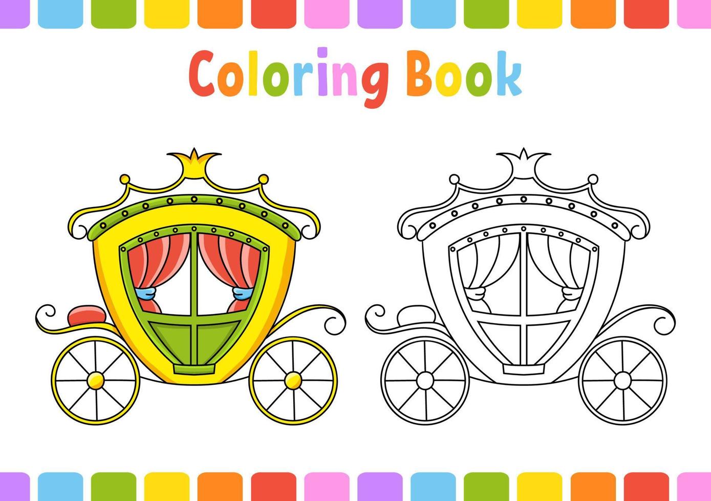 Coloring book for kids. Fairytale theme. Cartoon character. Vector illustration. Fantasy page for children. Black contour silhouette. Isolated on white background.