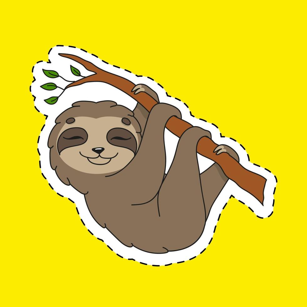 Sticker with contour. cartoon character. Animal theme. Colorful vector illustration. Isolated on color background. Template for your design.