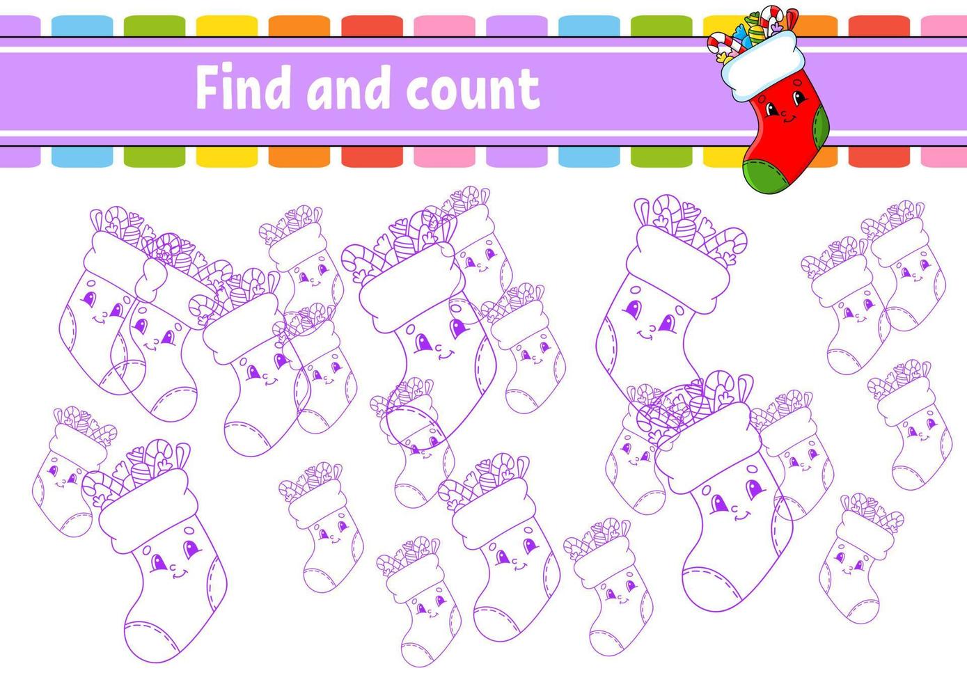 Find and count. Education developing worksheet. Activity page. Puzzle game for children. Logical thinking training. Isolated vector illustration. cartoon character.