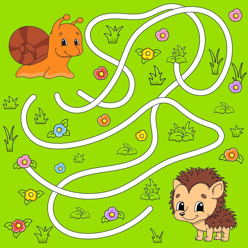 Funny maze for kids. Puzzle for children. cartoon character. Labyrinth conundrum. Color vector illustration. Find the right path.