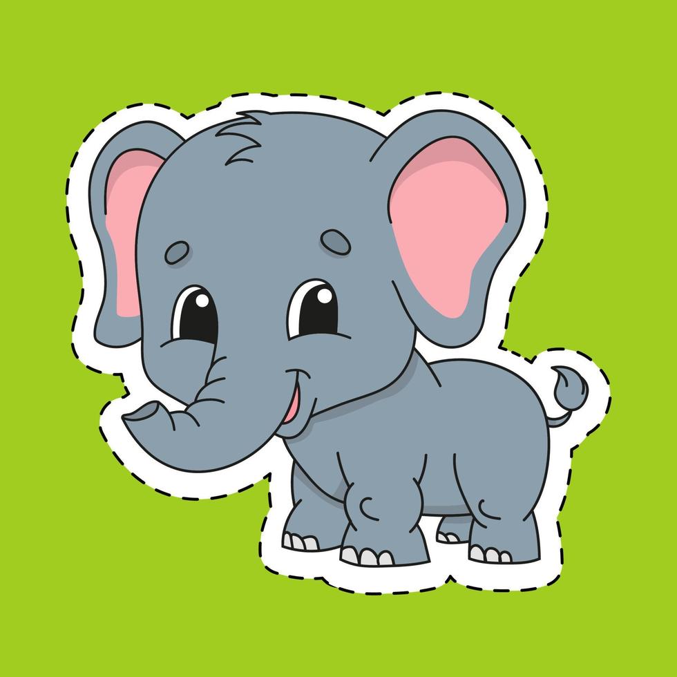 Sticker with contour. cartoon character. Animal theme. Colorful vector illustration. Isolated on color background. Template for your design.